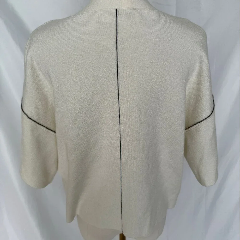 Max Studio Ivory Cream Knit Short Sleeve Sweater - Picture 3 of 5